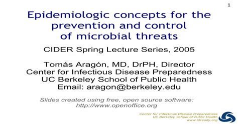 Epidemiologic concepts for the prevention and control of …