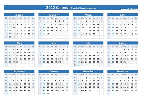 Epoch Calendar Week Numbers 2022 Example Calendar Printable