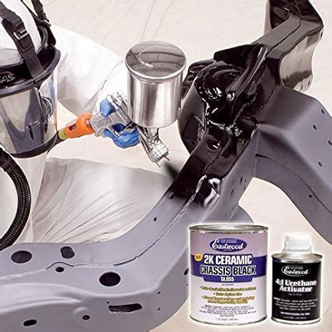 Sep 20, 2023 · A one-quart can of 2K ceramic paint covers roughly 50 square feet when applying two coats, which is ideal for small vehicles and partial restorations. You will need two quarts of paint and activator for a full-size vehicle frame. Apply this chassis black coating over Eastwood 2K Epoxy Primer or Extreme Chassis Black® Primer for the best results.. 