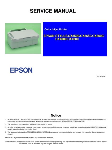 Epson cx3500 cx3600 cx3650 cx4500 cx4600 service manual. - Chemistry chapter 4 study guide answers.