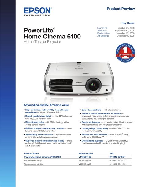 Epson powerlite home cinema 6100 manual. - Canon powershot a530 manuale di servizio.