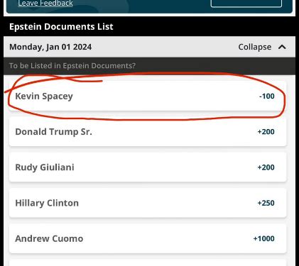Epstein list betting. Jan/04/2024. Imagine having an event with a gambling demand several times greater than that of the top NFL game of the weekend but not being able to place a bet anywhere. … 