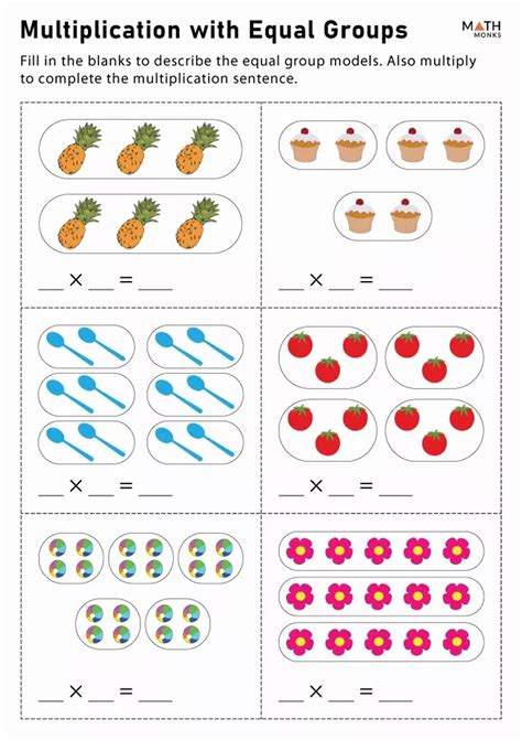 Equal Groups Multiplication Worksheets Math Monks