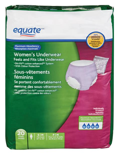 Equate Underwear, Equate Assurance Incontinence Underwear for Women, Extra  Large, 48 Ct (Pack of 4