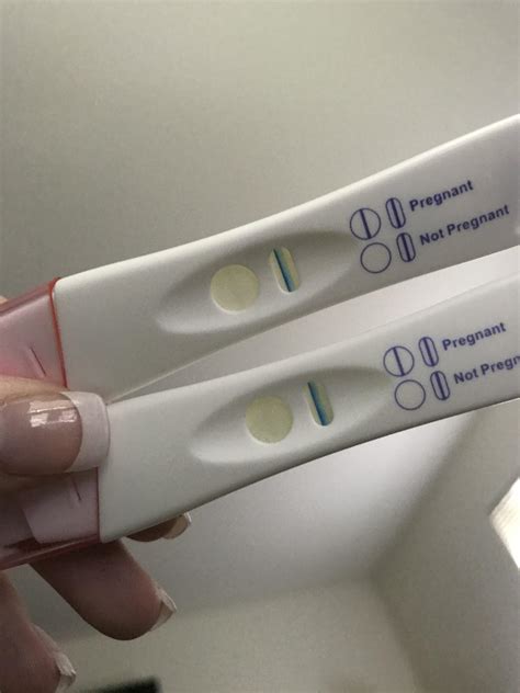 Equate negative pregnancy test. A faint Equate positive pregnancy test is when you see a faint line or a shadow of a line on the test strip. This line indicates the presence of the pregnancy hormone hCG (human chorionic gonadotropin) in your urine. However, the line may be faint because the hCG levels are still low, especially if you have taken the test early in your pregnancy. 