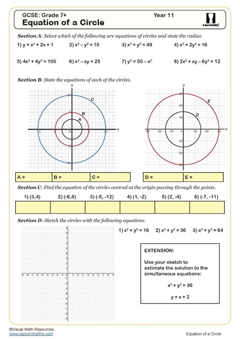 Equation Of A Circle Worksheet Geometry Pdf Tessshebaylo