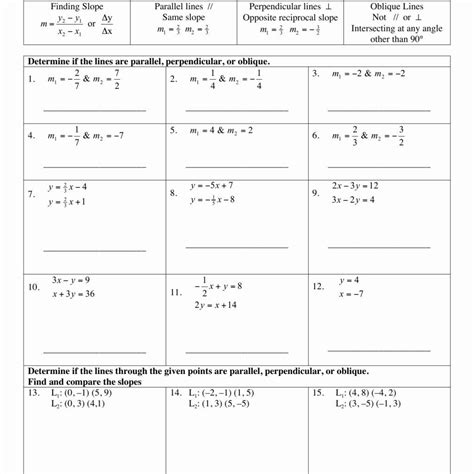 Equations Of Perpendicular And Parallel Lines Worksheet Perp