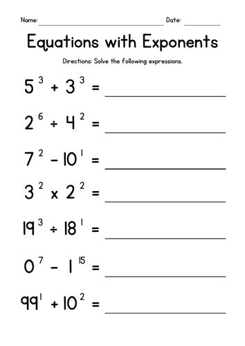 Equations With Exponents Worksheet Pdf
