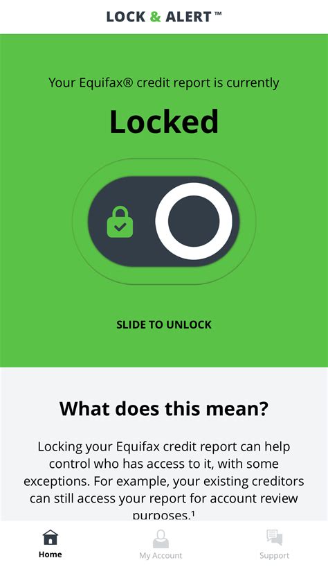 Equifax lock. Equifax is helping put you in control of your Equifax credit report. With Lock & Alert, you can quickly and easily lock and unlock your Equifax credit report with a click or swipe, and we’ll send a confirmation alert. 1. Locking your Equifax credit report will prevent access to it by certain third parties. 