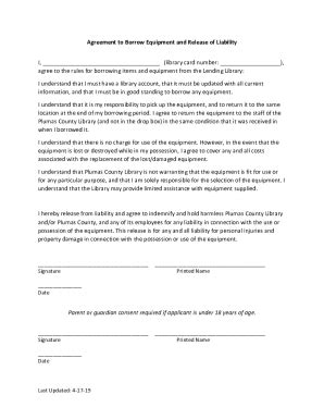 Equipment Borrow Agreement Fill Online, Printable, Fillable, Blank