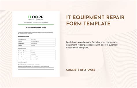 Equipment Repair Form format Samples Word Document Download