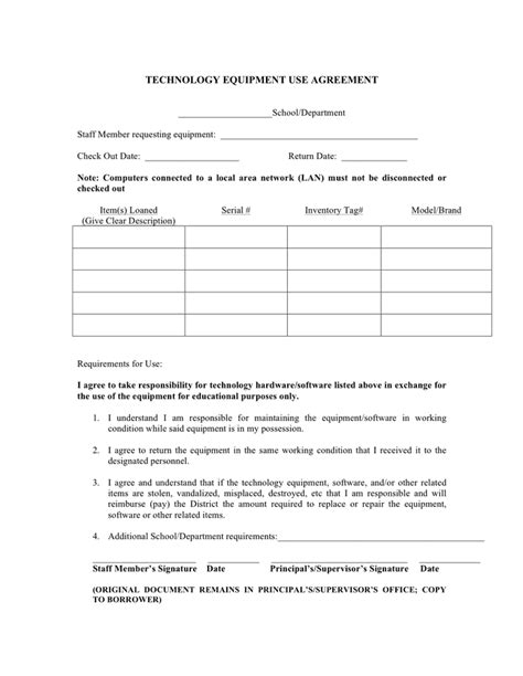 Equipment Use Agreement Template Form Fill Out and Sign Printable PDF