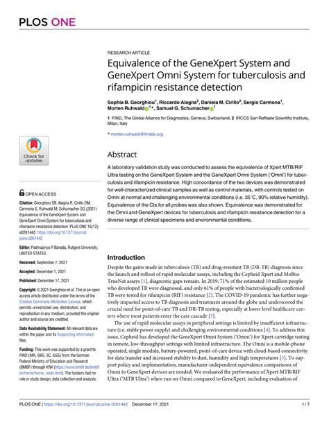 Equivalence of the GeneXpert System and GeneXpert Omni …