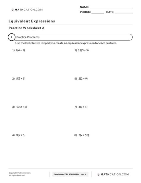 Equivalent Expressions Worksheet, Examples, And Definition