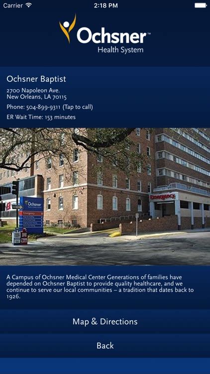 Ochsner Baton Rouge located off O'Neal Lane has the shortest E.R. wait time with an average of six minutes. They also have the lowest number of yearly patients in the E.R., around 40,000. It is ....