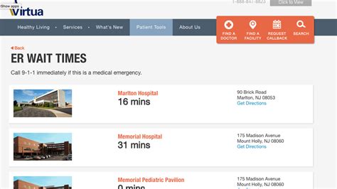 See wait times at all Virtua emergency rooms. Virtua Camden's emergency department (ED) is prepared to meet the needs of each patient 24 hours a day, 7 days a week. From quick registration to advanced technology, Virtua Berlin offers efficient and rapid care.. 