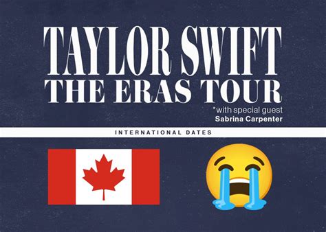 Eras tour canada. Nov 2, 2023 · Taylor Swift will be spending a little extra time up north next year. Three months after announcing that her ongoing global Eras Tour will open for several shows in Toronto in 2024, the 33-year ... 