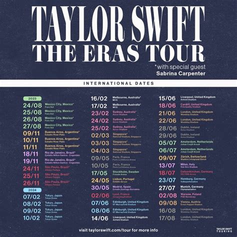 Sep 27, 2023 · Facebook Connect. Taylor Swift's "Eras Tour" concert film is expected to be the cinematic event of the season -- and now it's going global, with tickets expected to go on sale in more than 100 countries. The film was already slated for an October 13 release in North America but will now…. . 
