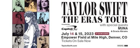 Eras tour tickets denver. All tickets ($19.89 for adults; $13.13 for children/seniors/military members — all Swift-favored numbers) can be purchased on the theaters' websites or Fandango, but … 