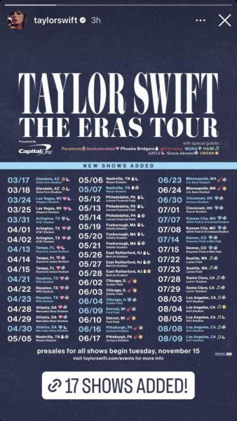 Eras tour us leg 2. Taylor Swift is giving her fans an early holiday gift. Swift will be extending her Eras Tour by adding three additional Vancouver shows to her second leg of the tour. The singer is currently on a ... 