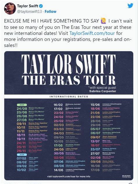 Eras world tour dates. Things To Know About Eras world tour dates. 