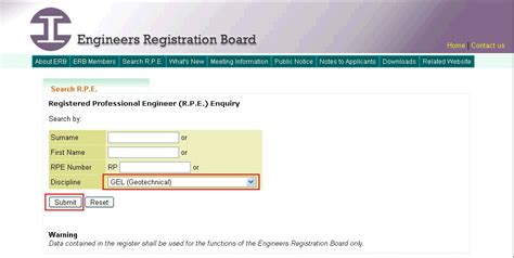 Erb registered engineers list