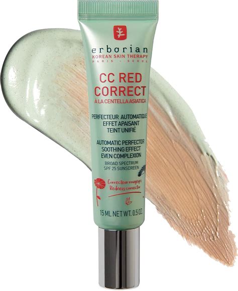 Erborian cc red correct. Erborian CC Red Correct is a versatile, illuminating formula: it contains green pigments to automatically help correct redness and encapsulated pigments to conceal other imperfections. CC RED CORRECT adjusts to your skin tone and helps to enhance your complexion with its perfect color-correcting effect. 