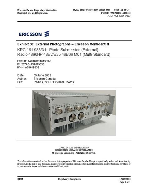 Ericsson 4890 b25 b66 spec sheet.  B25 Mixed Mode Configurations Tested: EUT test de...