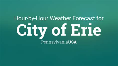 Mostly clear. 12AM. 70° 0%. Mostly clear. Thursday. Erie. Dust & Dander Forecast. Get the Erie hour-by-hour weather forecast including temperature, RealFeel and chance of precipitation for Erie, PA 16501 from AccuWeather.com.. 