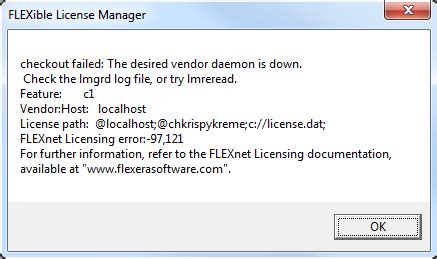 Error "adskflex: The desired vendor daemon is down. (-97,121)" …