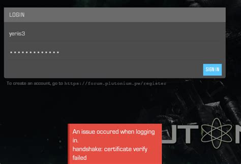 Error during the login Plutonium