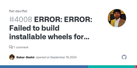 Error error failed to build installable wheels for some pyproject toml based projects tiktok...