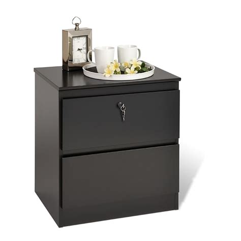 Escala Black Twodrawer Locking Night Stand Free Shipping Today
