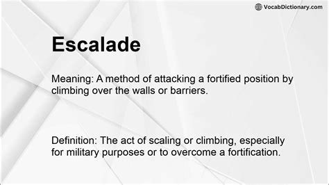 Escalade meaning french.  escalade (third-person singular simple present escalades, pr...