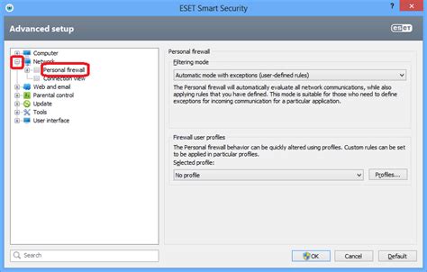 Eset smart security firewall