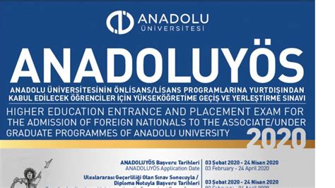 Eskişehir anadolu üniversitesi yös 2020
