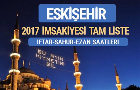 Eskişehir ezan saati 2017