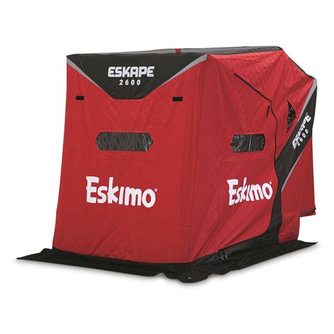 Eskimo 2600. Eskimo 2600 Cold Weather Tent is NEW in the box - Perfect Unused Condition. Never setup. Yours for $550 or best offer. The Ultimate for Cold Weather hunting, camping and fishing. The Eskape™ 2600 has the features and benefits you want in a side-door shelter, without the hassle of difficult setup. Designed specifically for side door entry ... 