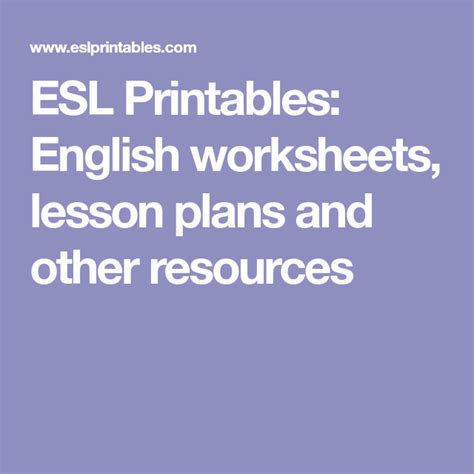 Esl Printables English Worksheets Lesson Plans And Other Resources