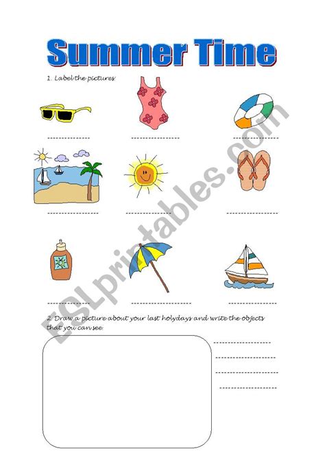 Esl Summer Time Worksheets Uncategorized Resume Examples