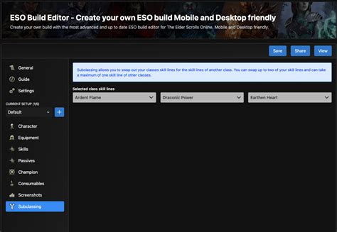 Eso subclass.  To make the most of this feature, The ESO Build Editor now supports subcl...