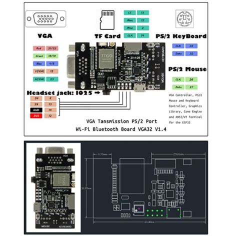 Esp32 vga terminal.  2. 4 Controller PS 2 Mouse Keyboard Graphics Library Game ANSI/VT T...