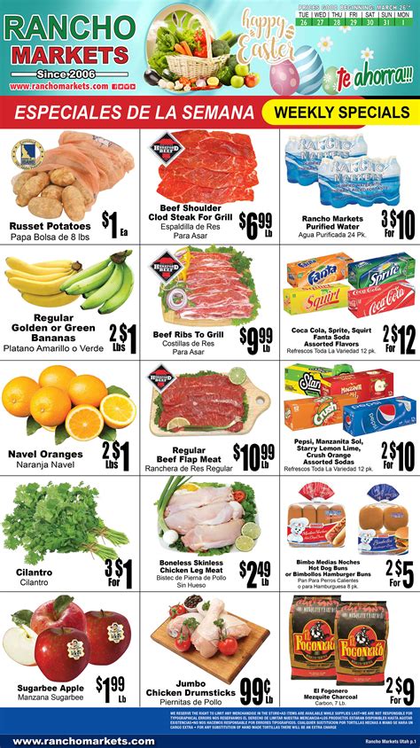 Especiales del rancho market de esta semana. 1 2 3. These specials are in effect from 5/1/24 to 5/7/24. Click here for a printable version of our weekly specials. 