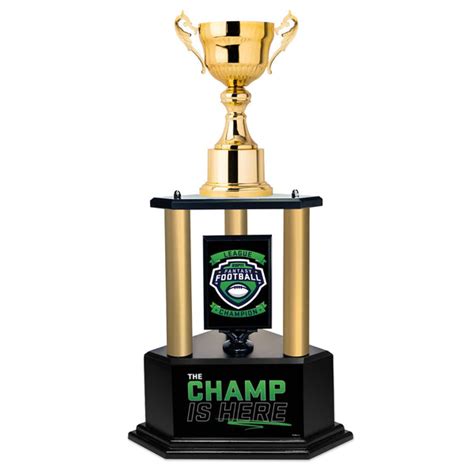Hockey Trophies & Awards. Our hockey trophies are perfect for your fantasy league championship, real-life hockey team, or tournament victories. They can even hold up to 19 unique engraved nameplates for each year's winner. Choose one of our hockey trophies below to get started building your custom hockey trophy now.. 
