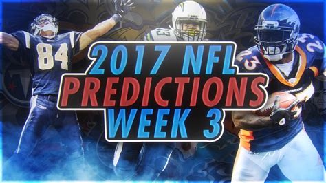 Espn nfl predictions week 3. The Week 4 NFL schedule is stacked with great matchups. Our NFL Nation reporters bring us the keys to every game, a bold prediction for each matchup and final score picks. Additionally, ESPN Stats ... 