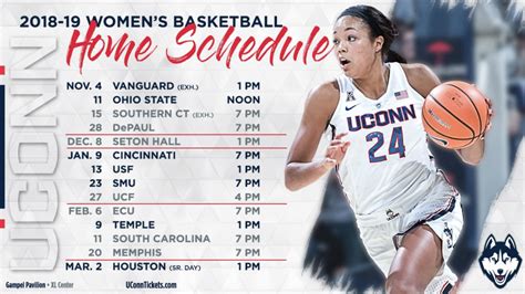 UConn. Huskies. ESPN has the full 2023-24 UConn Huskies Regular Season NCAAW schedule. Includes game times, TV listings and ticket information for all Huskies games.