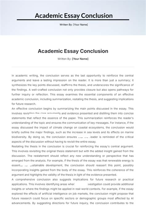 Essay Conclusion Template