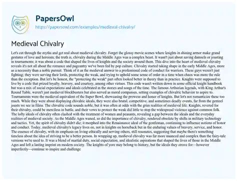 Essay On Chivalry - 538 Words Bartleby