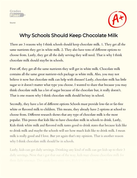 Essay On Chocolate Milk - 1077 Words Internet Public …