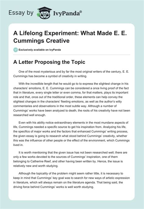 Essay about E.E. Cummings - 612 Words Bartleby